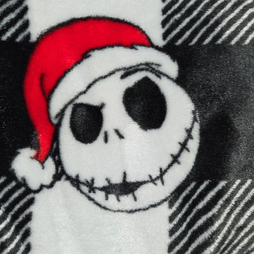 Nightmare Before Christmas Jack Skellington Plush Throw Blanket Black White